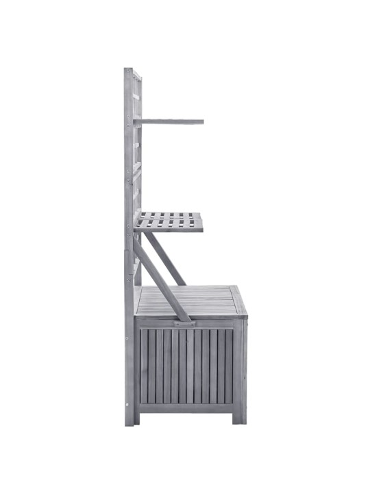 Úložný box s treláží šedý 99x55x160 cm masivní akáciové dřevo