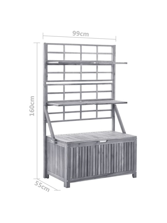Úložný box s treláží šedý 99x55x160 cm masivní akáciové dřevo