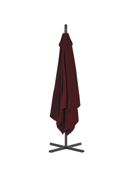 Boční zahradní slunečník s ocelovou tyčí 250 x 250 cm bordó