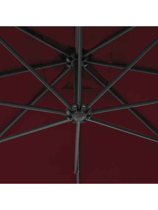 Boční zahradní slunečník s ocelovou tyčí 250 x 250 cm bordó