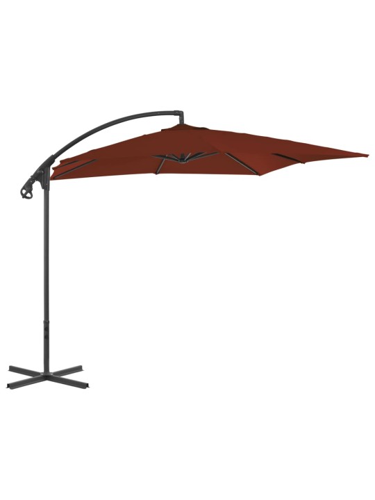 Boční zahradní slunečník s ocelovou tyčí 250x250 cm terakotový