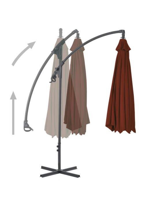 Boční zahradní slunečník s ocelovou tyčí 250x250 cm terakotový