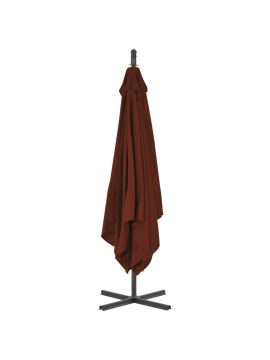 Boční zahradní slunečník s ocelovou tyčí 250x250 cm terakotový
