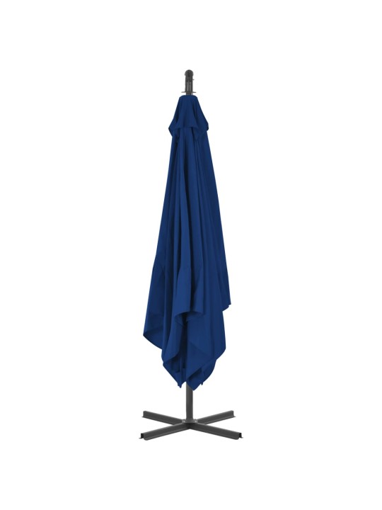 Boční zahradní slunečník s ocelovou tyčí 250 x 250 cm azurový