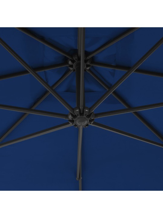 Boční zahradní slunečník s ocelovou tyčí 250 x 250 cm azurový