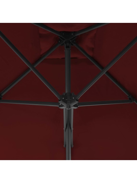 Zahradní slunečník s ocelovou tyčí bordó 250 x 250 x 230 cm