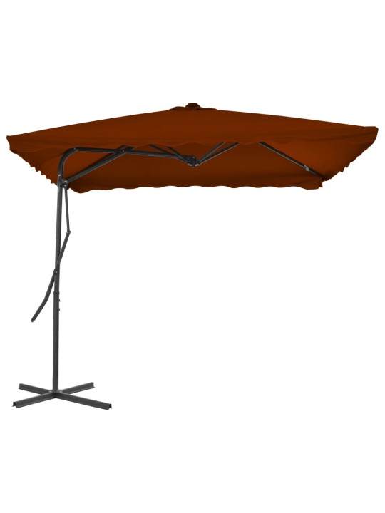 Zahradní slunečník s ocelovou tyčí terakotový 250x250x230 cm