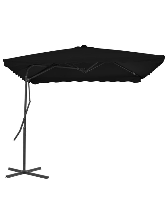 Zahradní slunečník s ocelovou tyčí černý 250 x 250 x 230 cm