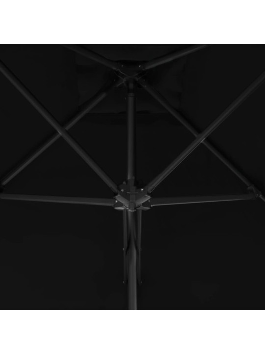 Zahradní slunečník s ocelovou tyčí černý 250 x 250 x 230 cm