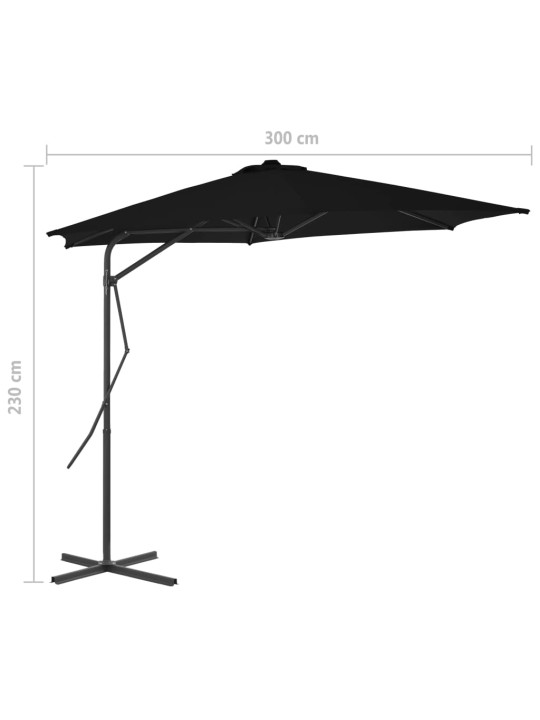 Zahradní slunečník s ocelovou tyčí černý 300 x 230 cm
