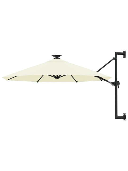 Nástěnný zahradní slunečník s LED 300 cm pískový
