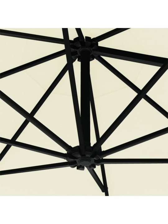 Nástěnný zahradní slunečník s LED 300 cm pískový