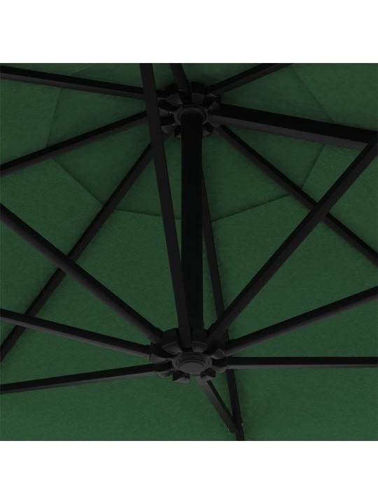 Nástěnný zahradní slunečník s LED 300 cm zelený