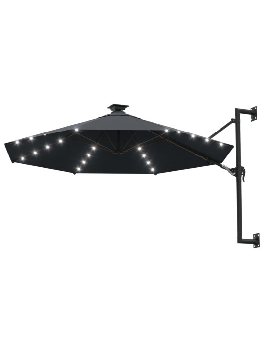 Nástěnný zahradní slunečník s LED 300 cm antracitový