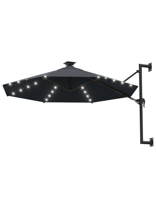 Nástěnný zahradní slunečník s LED 300 cm antracitový