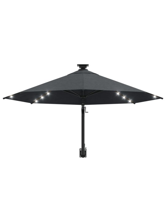 Nástěnný zahradní slunečník s LED 300 cm antracitový