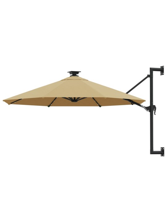 Nástěnný zahradní slunečník s LED 300 cm taupe