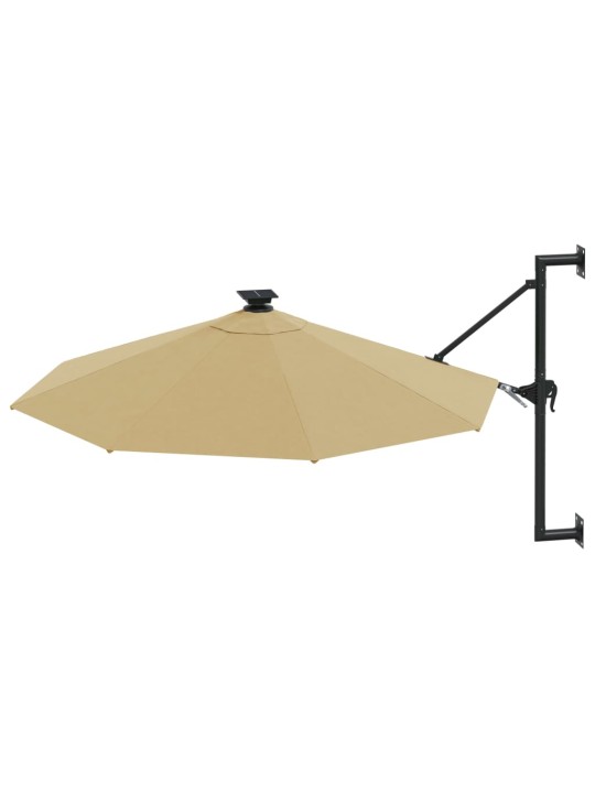 Nástěnný zahradní slunečník s LED 300 cm taupe