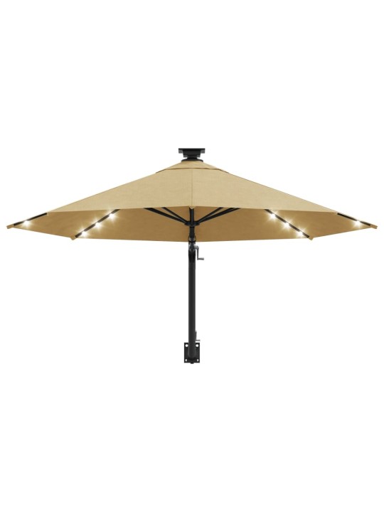 Nástěnný zahradní slunečník s LED 300 cm taupe