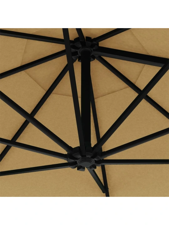Nástěnný zahradní slunečník s LED 300 cm taupe