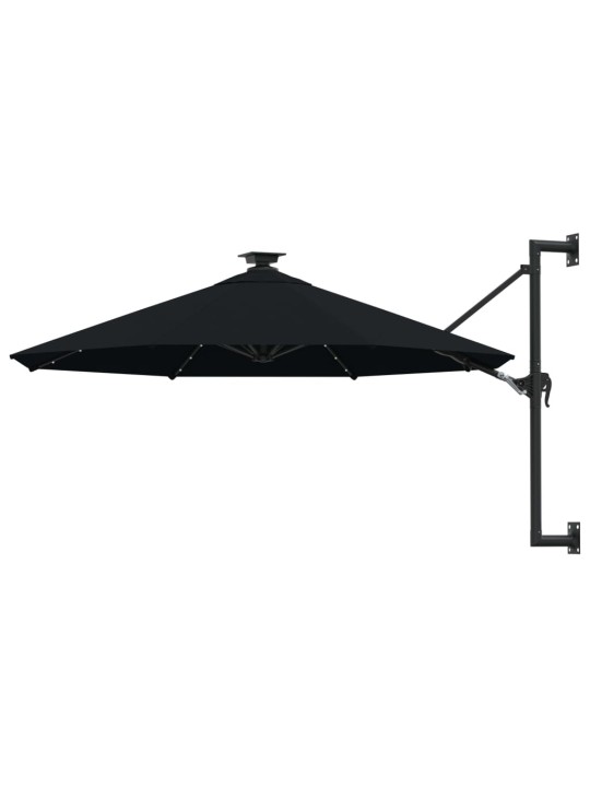 Nástěnný zahradní slunečník s LED 300 cm černý