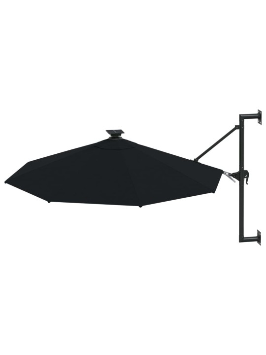 Nástěnný zahradní slunečník s LED 300 cm černý