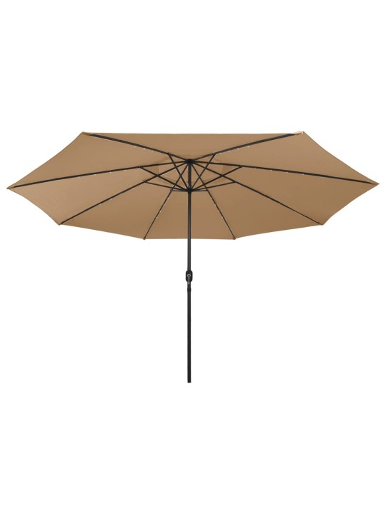 Zahradní slunečník s LED osvětlením 400 cm taupe