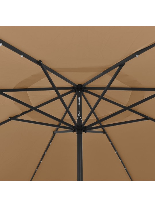 Zahradní slunečník s LED osvětlením 400 cm taupe