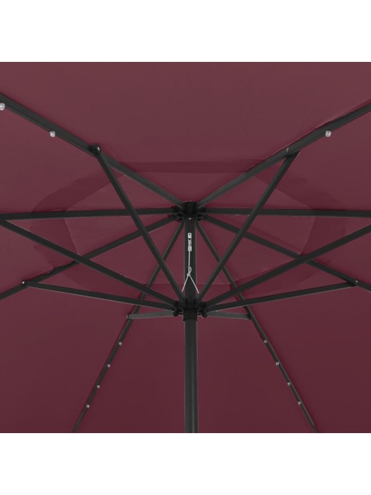 Zahradní slunečník s led osvětlením 400 cm bordó