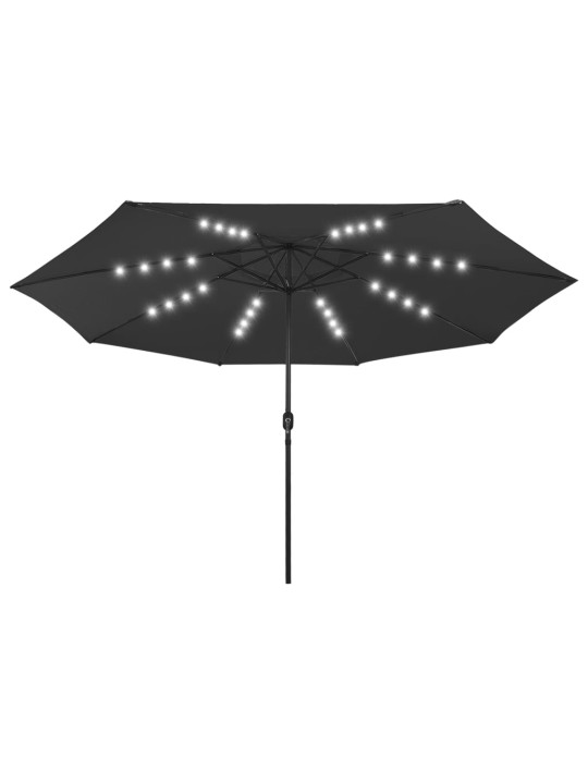 Zahradní slunečník s LED osvětlením 400 cm černý