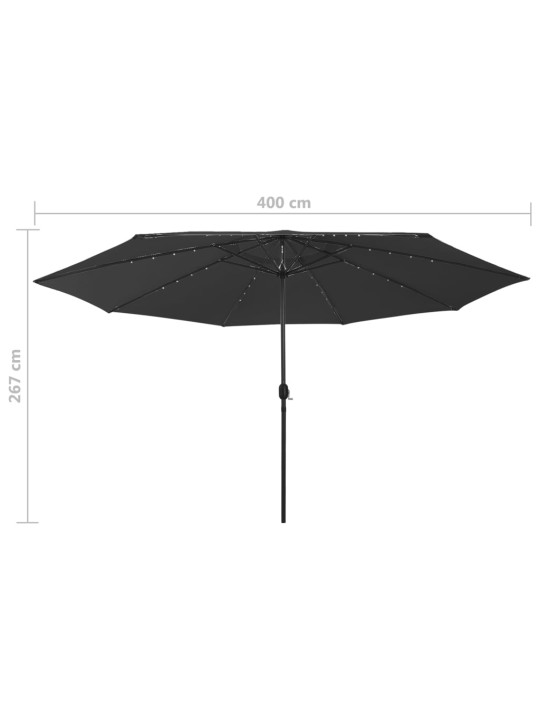 Zahradní slunečník s LED osvětlením 400 cm černý