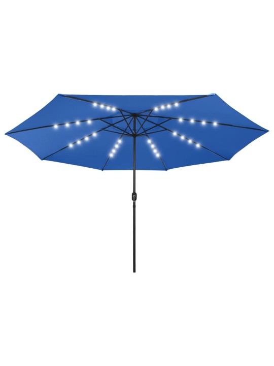 Zahradní slunečník s LED osvětlením 400 cm azurově modrý