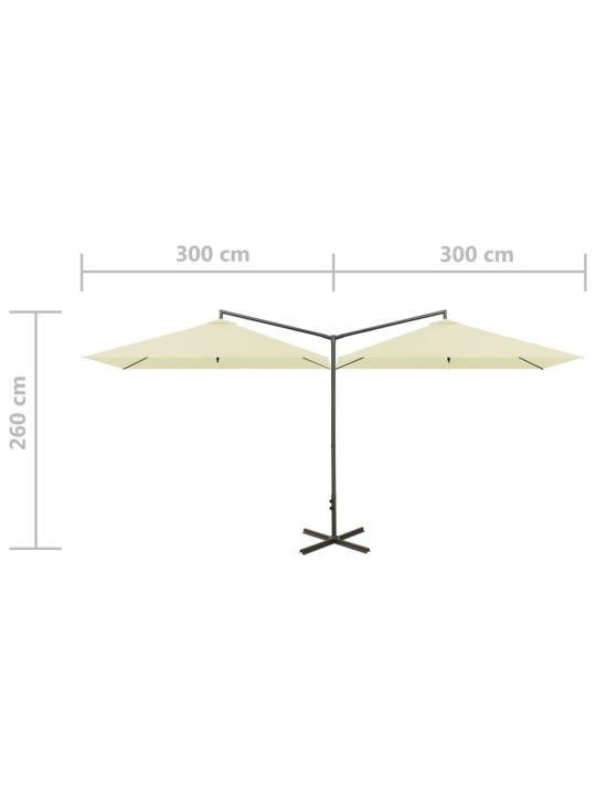 Dvojitý zahradní slunečník s ocelovou tyčí pískový 600 x 300 cm