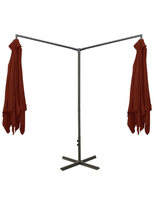 Dvojitý zahradní slunečník s ocelovou tyčí terakota 600x300 cm