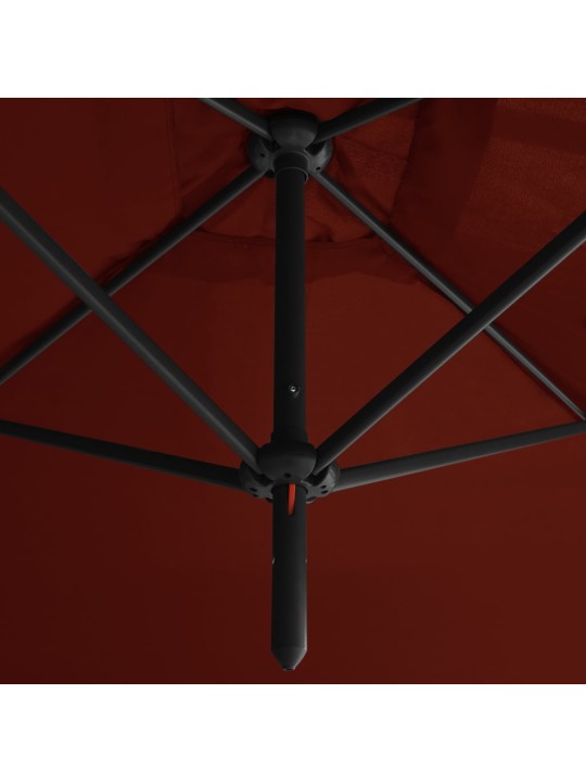 Dvojitý zahradní slunečník s ocelovou tyčí terakota 600x300 cm