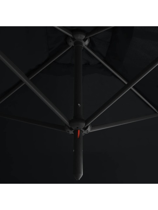 Dvojitý zahradní slunečník s ocelovou tyčí černý 600 x 300 cm