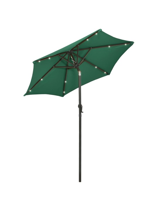 Zahradní slunečník s LED osvětlením zelený 200 x 211 cm hliník