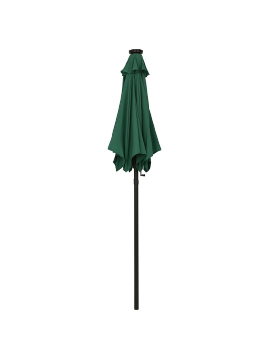 Zahradní slunečník s LED osvětlením zelený 200 x 211 cm hliník
