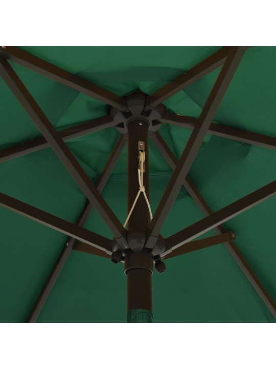 Zahradní slunečník s LED osvětlením zelený 200 x 211 cm hliník