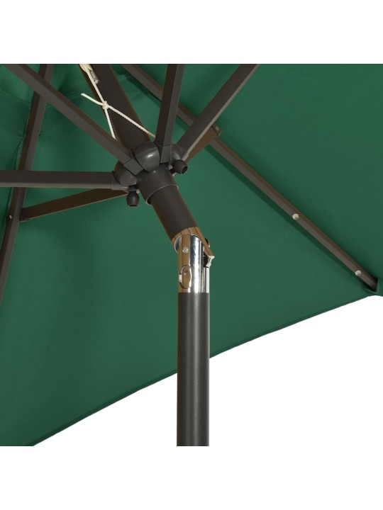 Zahradní slunečník s LED osvětlením zelený 200 x 211 cm hliník