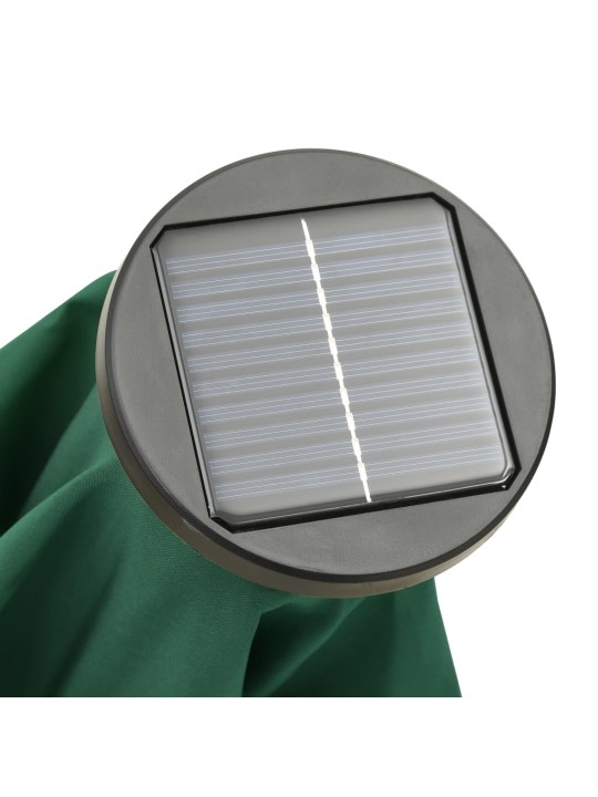 Zahradní slunečník s LED osvětlením zelený 200 x 211 cm hliník