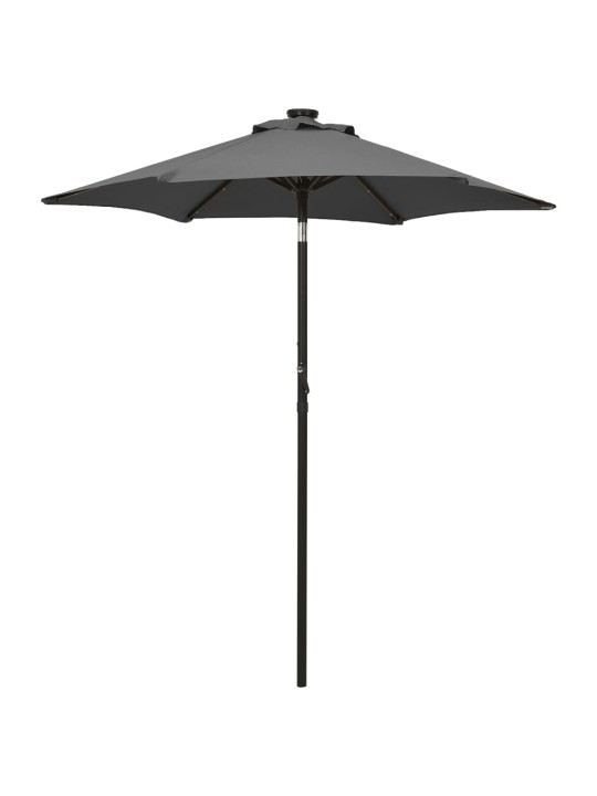 Zahradní slunečník s LED osvětlením antracit 200x211 cm hliník