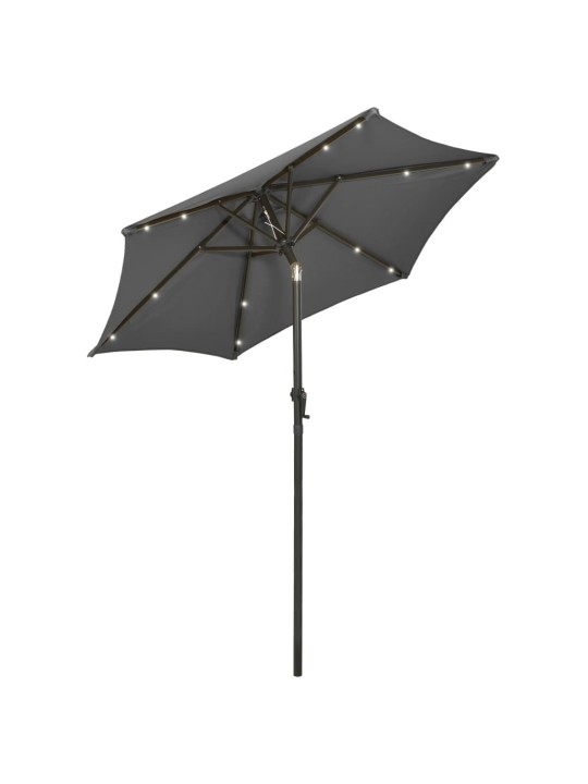 Zahradní slunečník s LED osvětlením antracit 200x211 cm hliník