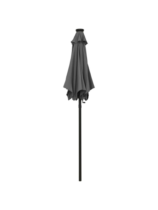 Zahradní slunečník s LED osvětlením antracit 200x211 cm hliník