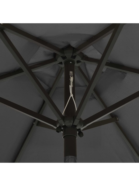 Zahradní slunečník s LED osvětlením antracit 200x211 cm hliník