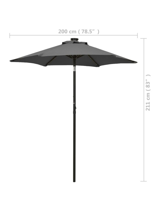 Zahradní slunečník s LED osvětlením antracit 200x211 cm hliník