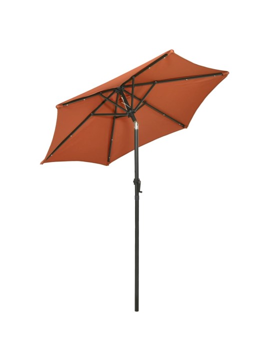 Zahradní slunečník s LED osvětlením terakota 200x211 cm hliník