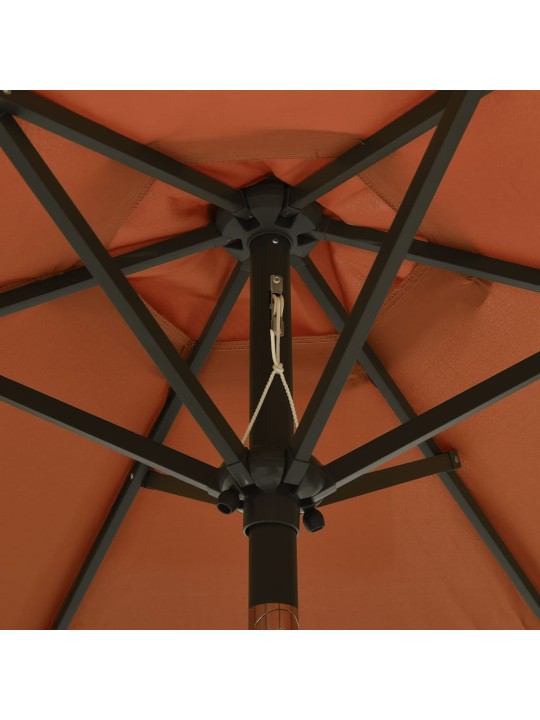 Zahradní slunečník s LED osvětlením terakota 200x211 cm hliník