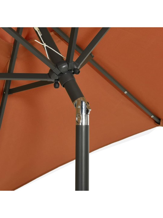 Zahradní slunečník s LED osvětlením terakota 200x211 cm hliník