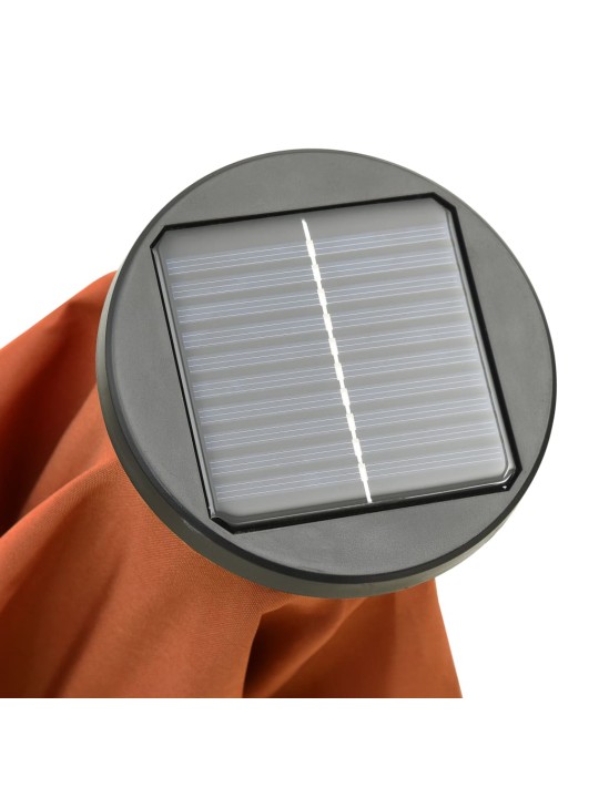Zahradní slunečník s LED osvětlením terakota 200x211 cm hliník